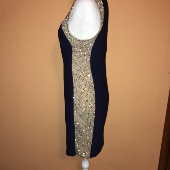 Xscape Navy/Nude Cap Sleeve Sheath Mid dress.Sz.12 - Picture 2 of 7